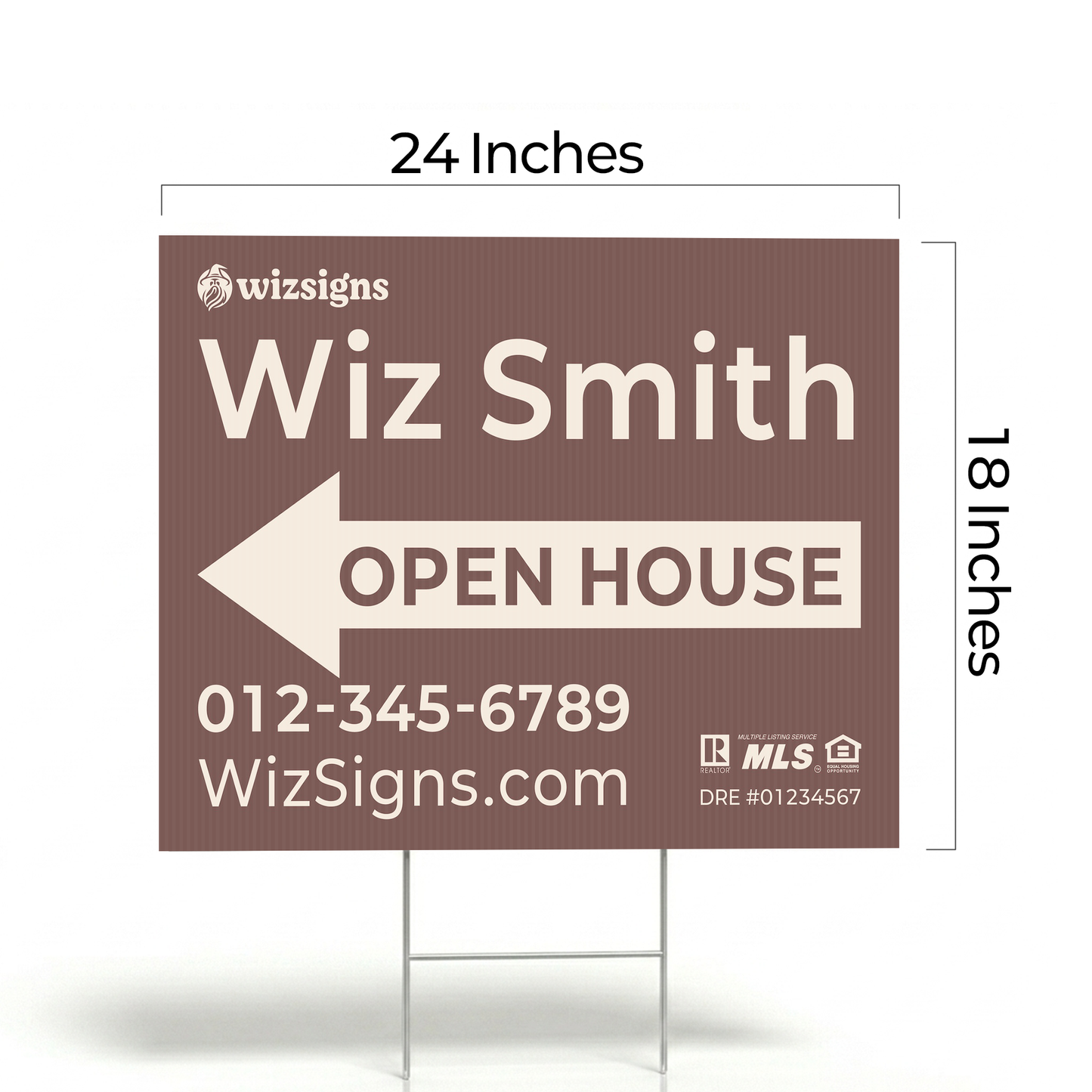 24" x 18" Custom Double-Sided Open House Yard Sign for Realtors | 10 Yard Signs with 10 Metal Stakes for $139 YS03