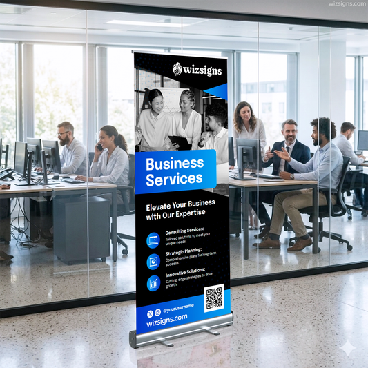 33.5" x 78.7" Retractable Banner Stand | Custom Roll Up Banner | Free Shipping