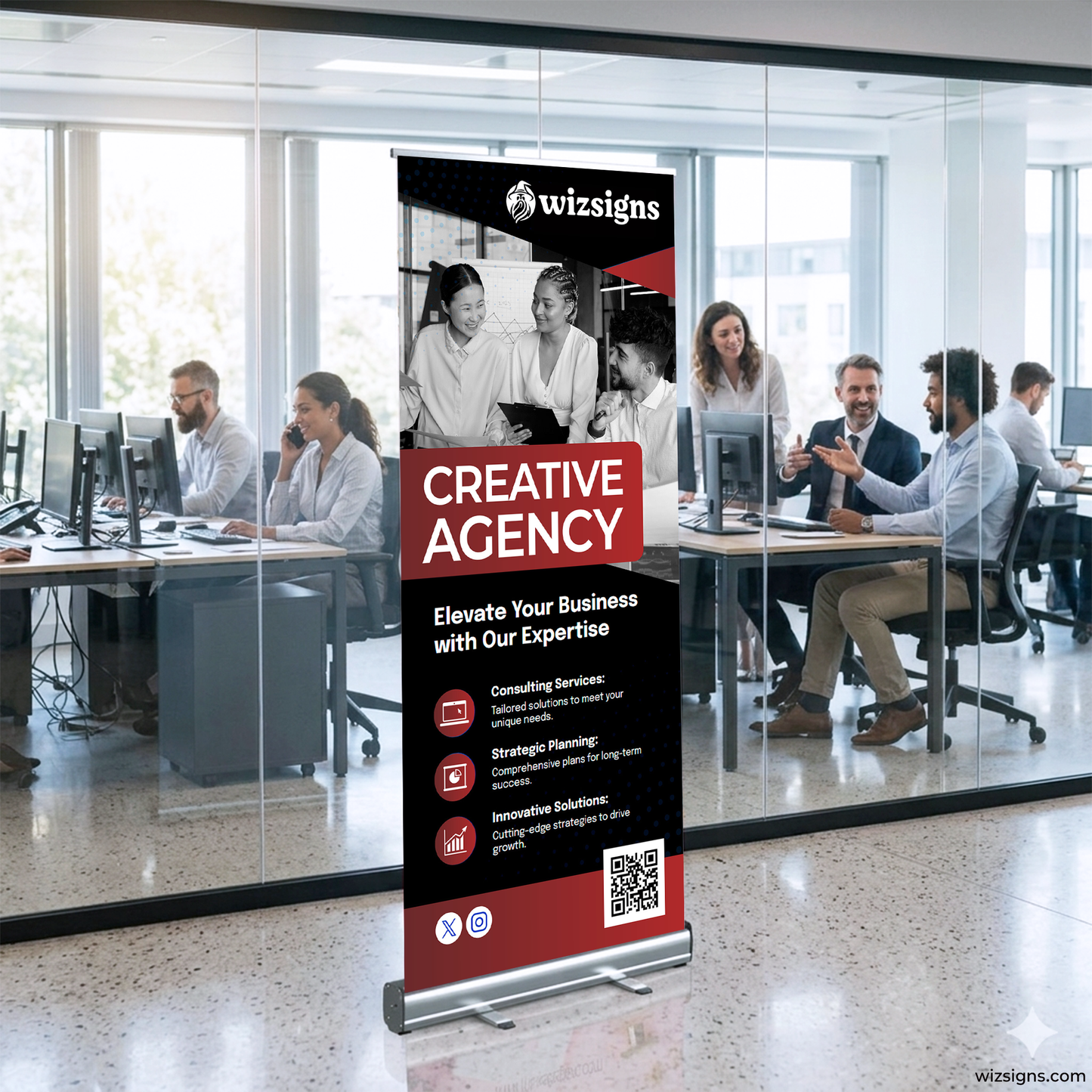 33.5" x 78.7" Retractable Banner Stand | Custom Roll Up Banner | Free Shipping