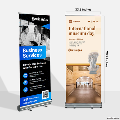 33.5" x 78.7" Retractable Banner Stand | Custom Roll Up Banner | Free Shipping