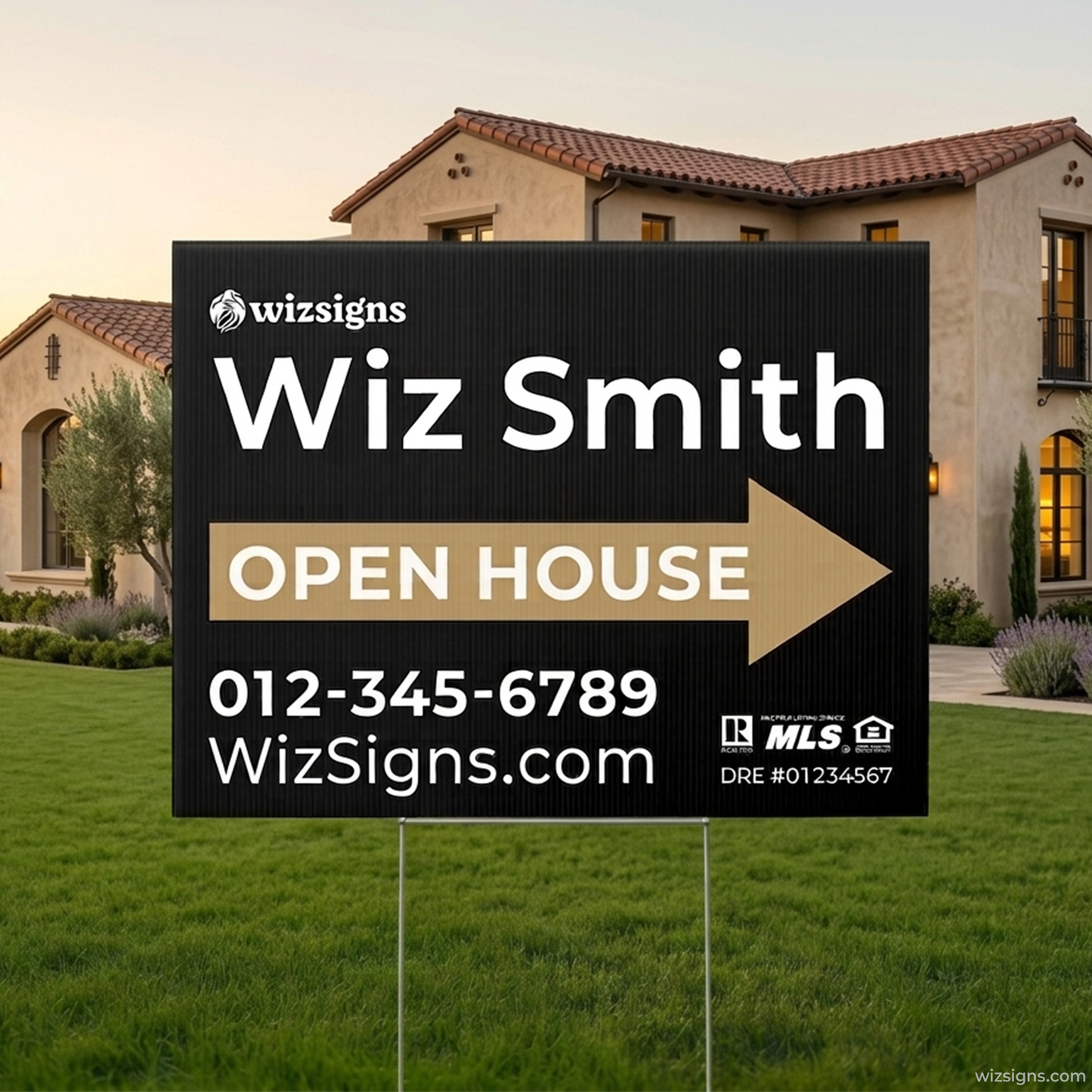 24" x 18" Custom Double-Sided Open House Yard Sign for Realtors | 10 Yard Signs with 10 Metal Stakes for $139 YS01