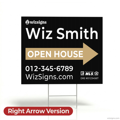 24" x 18" Custom Double-Sided Open House Yard Sign for Realtors | 10 Yard Signs with 10 Metal Stakes for $139 YS01