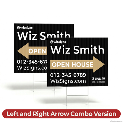 24" x 18" Custom Double-Sided Open House Yard Sign for Realtors | 10 Yard Signs with 10 Metal Stakes for $139 YS01