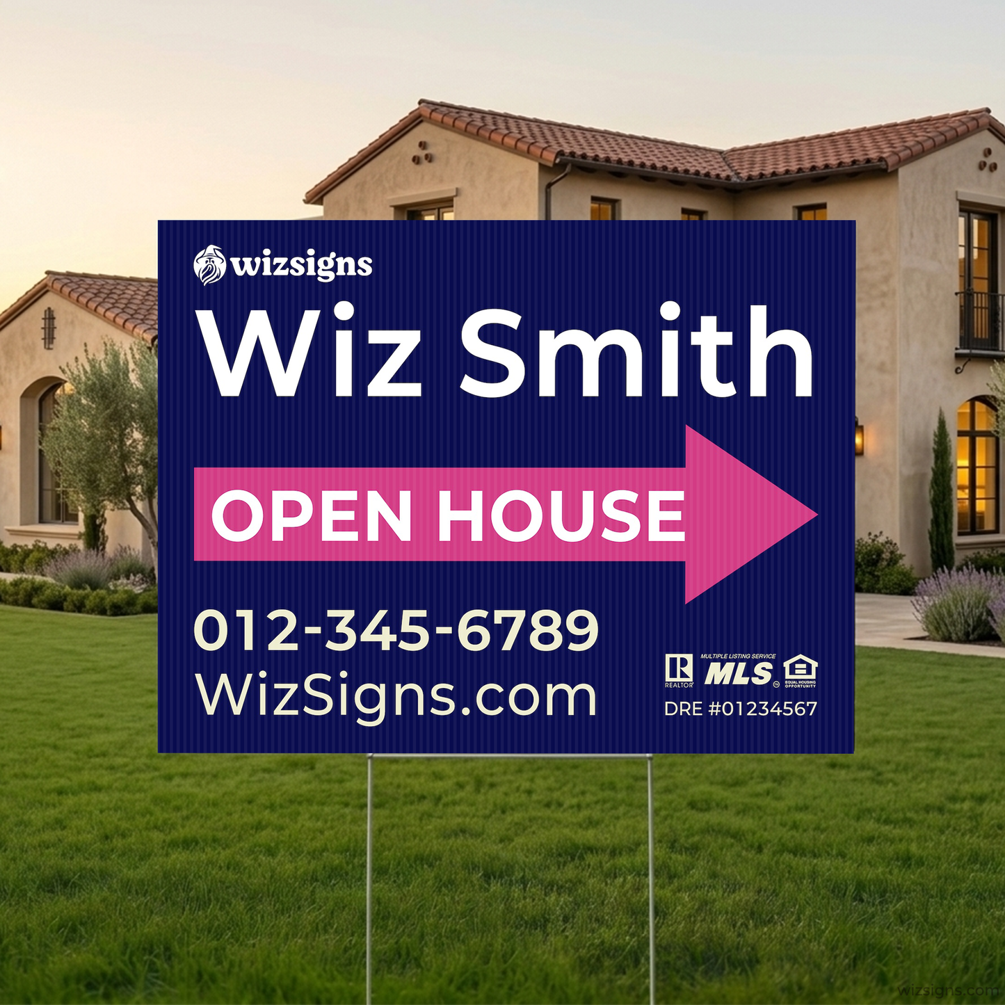 24" x 18" Custom Double-Sided Open House Yard Sign for Realtors | 10 Yard Signs with 10 Metal Stakes for $139 YS02