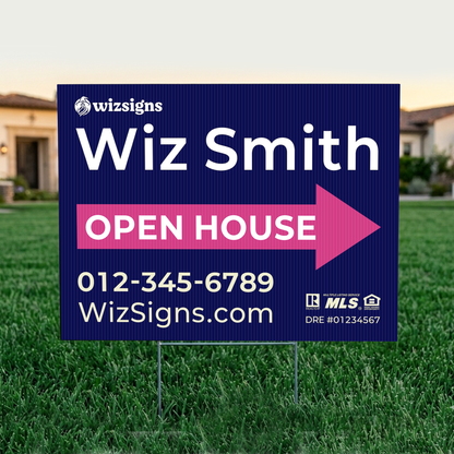 24" x 18" Custom Double-Sided Open House Yard Sign for Realtors | 10 Yard Signs with 10 Metal Stakes for $139 YS02