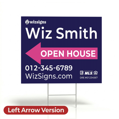24" x 18" Custom Double-Sided Open House Yard Sign for Realtors | 10 Yard Signs with 10 Metal Stakes for $139 YS02