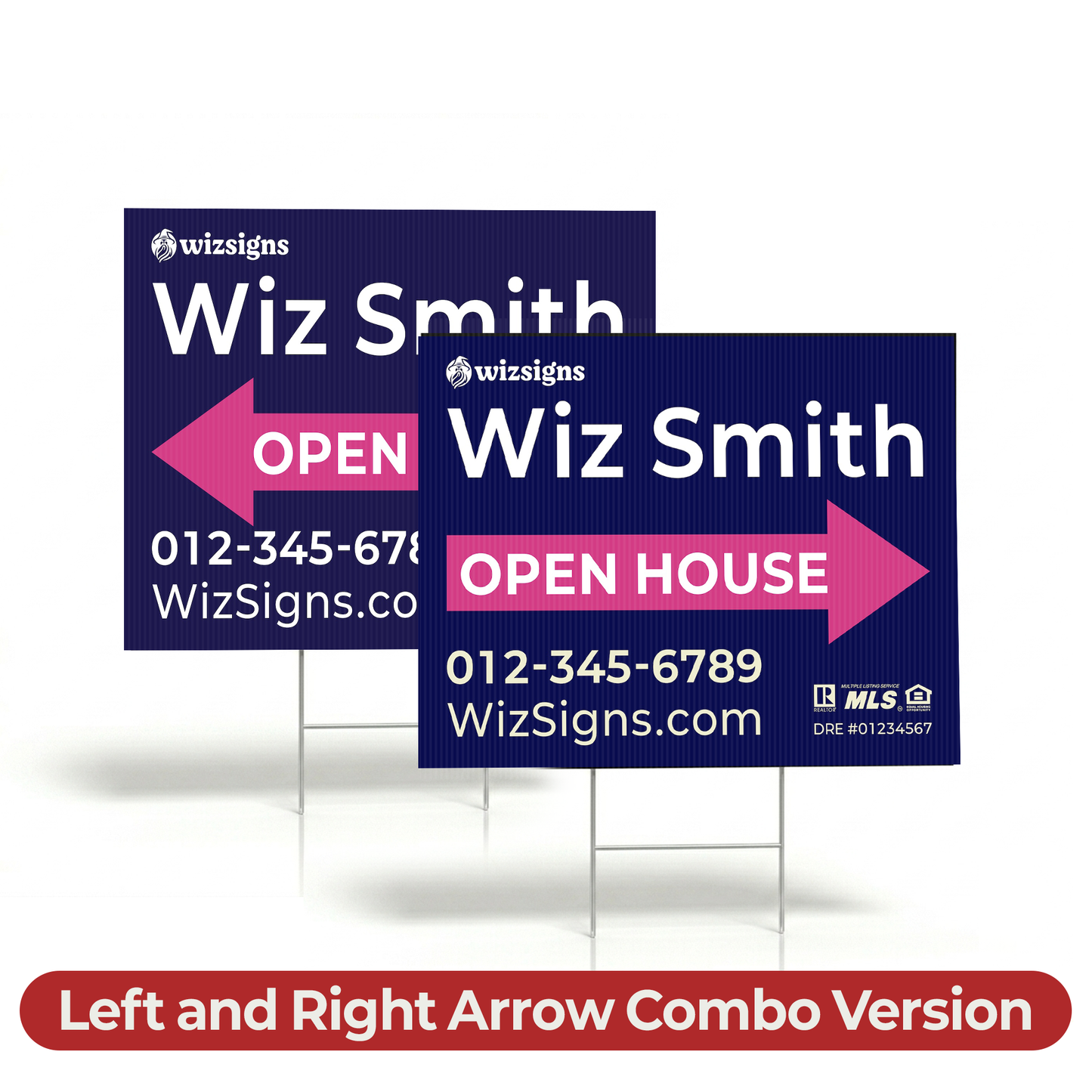 24" x 18" Custom Double-Sided Open House Yard Sign for Realtors | 10 Yard Signs with 10 Metal Stakes for $139 YS02