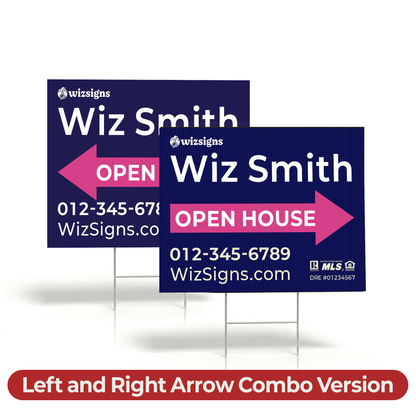 24" x 18" Custom Double-Sided Open House Yard Sign for Realtors | 10 Yard Signs with 10 Metal Stakes for $139 YS02