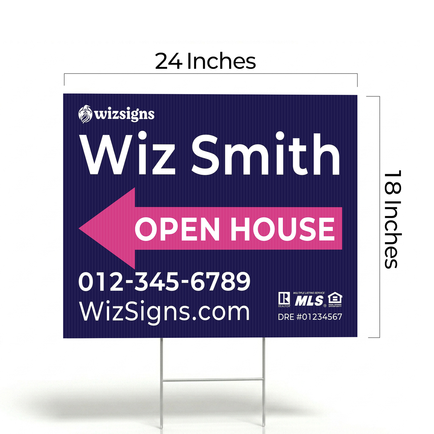 24" x 18" Custom Double-Sided Open House Yard Sign for Realtors | 10 Yard Signs with 10 Metal Stakes for $139 YS02