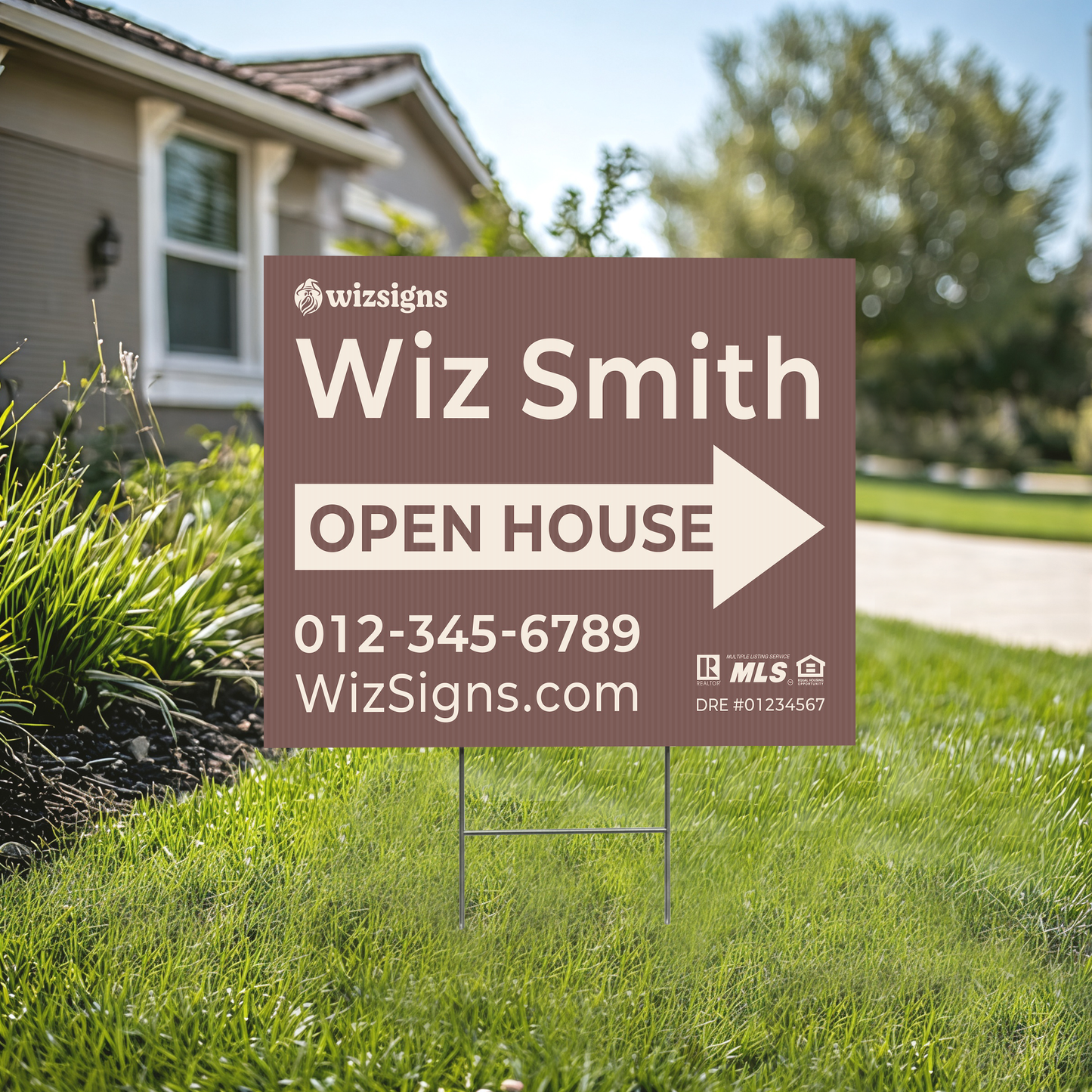 24" x 18" Custom Double-Sided Open House Yard Sign for Realtors | 10 Yard Signs with 10 Metal Stakes for $139 YS03