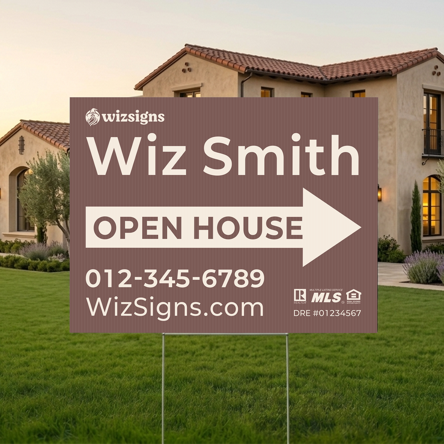 24" x 18" Custom Double-Sided Open House Yard Sign for Realtors | 10 Yard Signs with 10 Metal Stakes for $139 YS03
