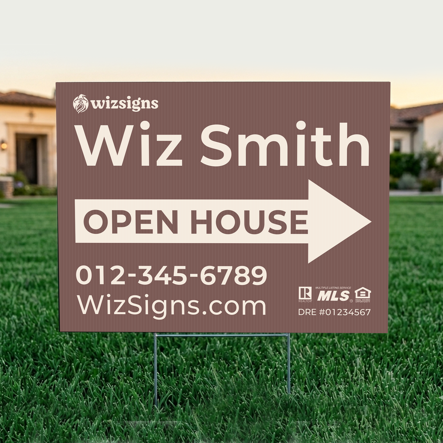 24" x 18" Custom Double-Sided Open House Yard Sign for Realtors | 10 Yard Signs with 10 Metal Stakes for $139 YS03