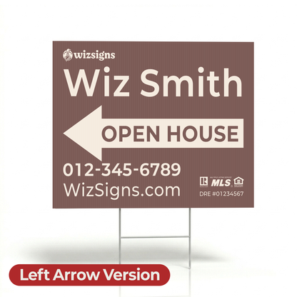 24" x 18" Custom Double-Sided Open House Yard Sign for Realtors | 10 Yard Signs with 10 Metal Stakes for $139 YS03