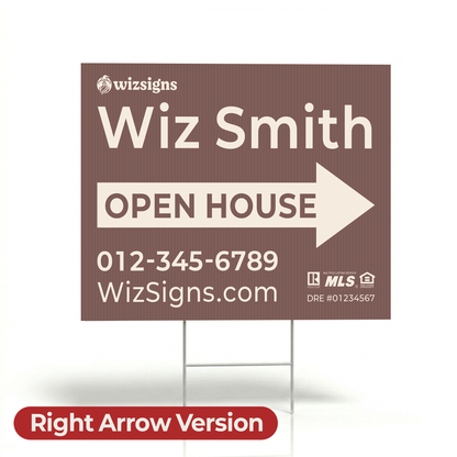 24" x 18" Custom Double-Sided Open House Yard Sign for Realtors | 10 Yard Signs with 10 Metal Stakes for $139 YS03