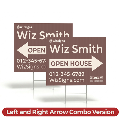 24" x 18" Custom Double-Sided Open House Yard Sign for Realtors | 10 Yard Signs with 10 Metal Stakes for $139 YS03