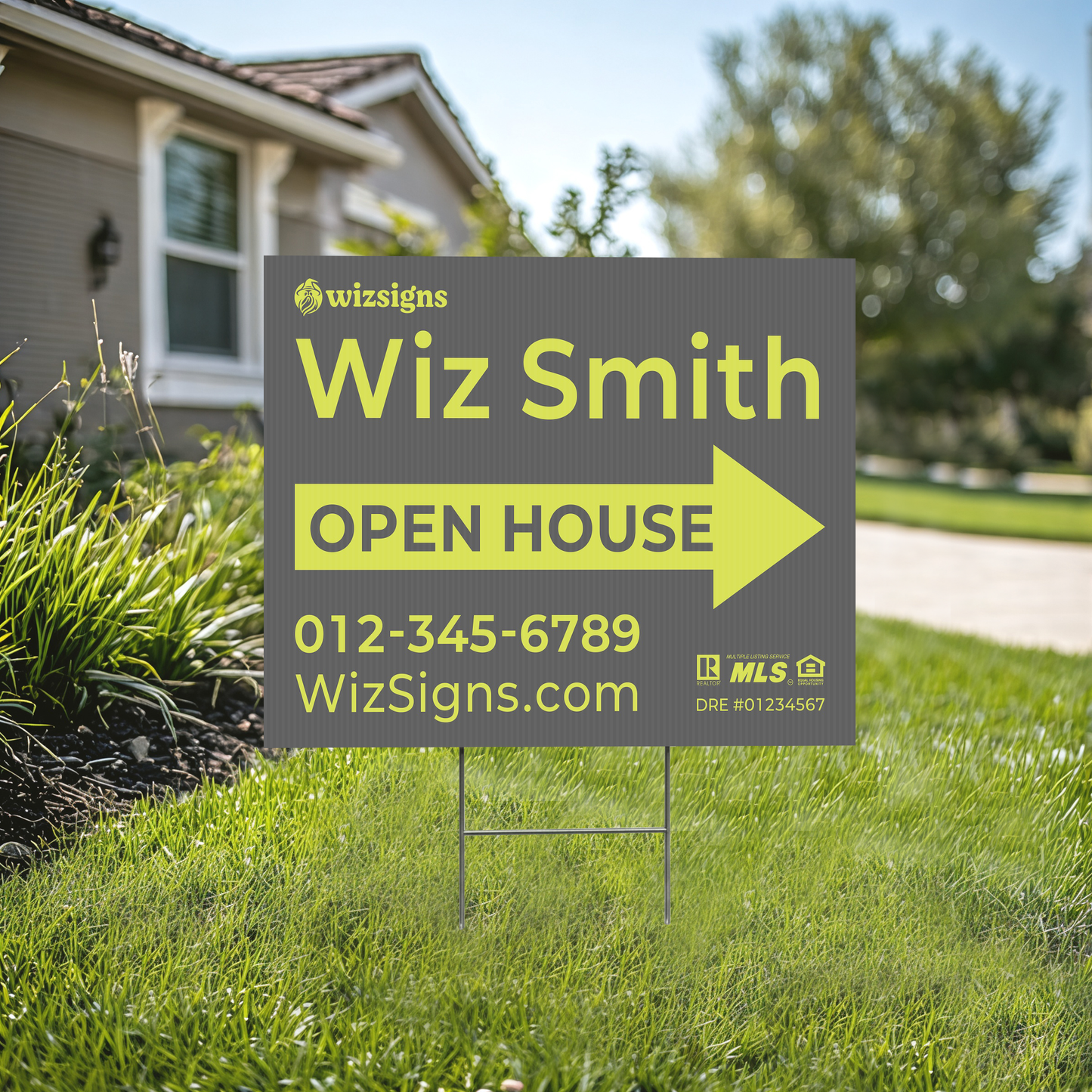 24" x 18" Custom Double-Sided Open House Yard Sign for Realtors | 10 Yard Signs with 10 Metal Stakes for $139 YS04