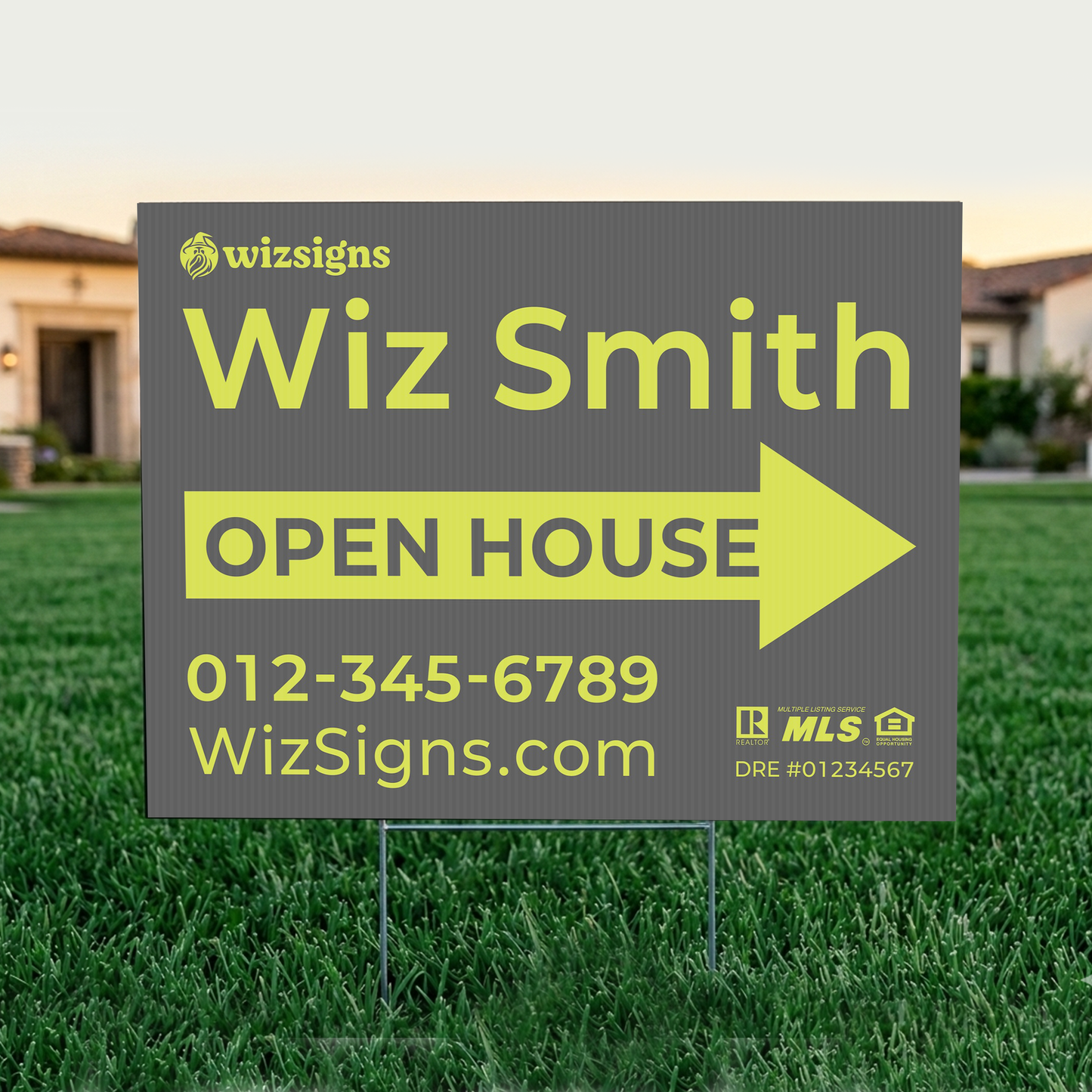 24" x 18" Custom Double-Sided Open House Yard Sign for Realtors | 10 Yard Signs with 10 Metal Stakes for $139 YS04