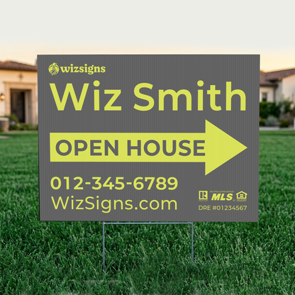 24" x 18" Custom Double-Sided Open House Yard Sign for Realtors | 10 Yard Signs with 10 Metal Stakes for $139 YS04