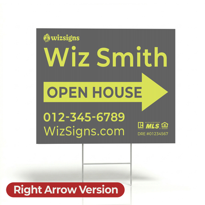 24" x 18" Custom Double-Sided Open House Yard Sign for Realtors | 10 Yard Signs with 10 Metal Stakes for $139 YS04