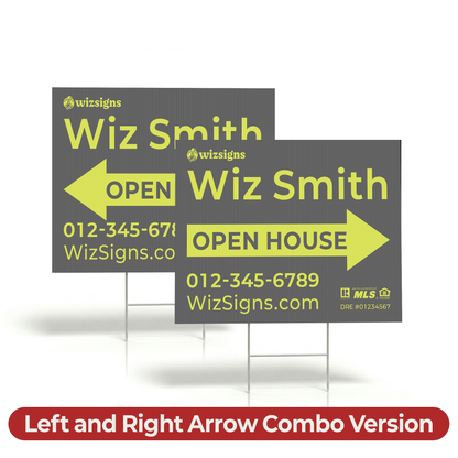 24" x 18" Custom Double-Sided Open House Yard Sign for Realtors | 10 Yard Signs with 10 Metal Stakes for $139 YS04