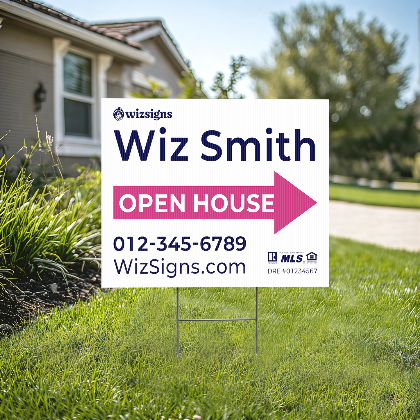 24" x 18" Custom Double-Sided Open House Yard Sign for Realtors | 10 Yard Signs with 10 Metal Stakes for $139 YS05