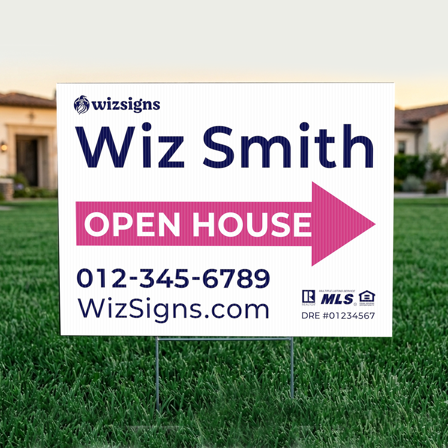 24" x 18" Custom Double-Sided Open House Yard Sign for Realtors | 10 Yard Signs with 10 Metal Stakes for $139 YS05