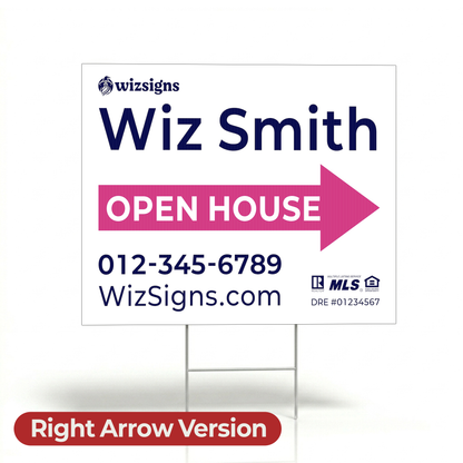24" x 18" Custom Double-Sided Open House Yard Sign for Realtors | 10 Yard Signs with 10 Metal Stakes for $139 YS05