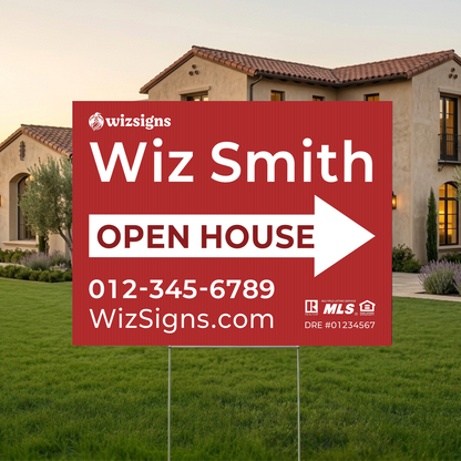 24" x 18" Custom Double-Sided Open House Yard Sign for Realtors | 10 Yard Signs with 10 Metal Stakes for $139 YS06