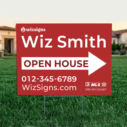 24" x 18" Custom Double-Sided Open House Yard Sign for Realtors | 10 Yard Signs with 10 Metal Stakes for $139 YS06