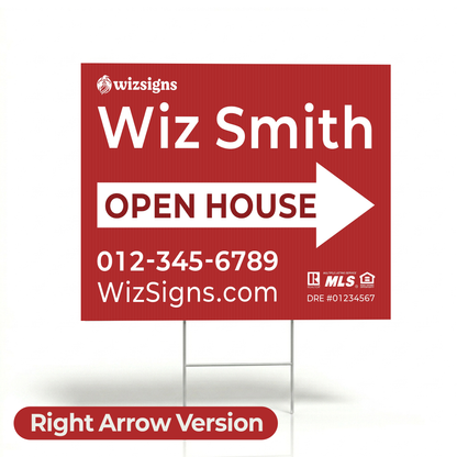 24" x 18" Custom Double-Sided Open House Yard Sign for Realtors | 10 Yard Signs with 10 Metal Stakes for $139 YS06
