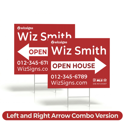 24" x 18" Custom Double-Sided Open House Yard Sign for Realtors | 10 Yard Signs with 10 Metal Stakes for $139 YS06
